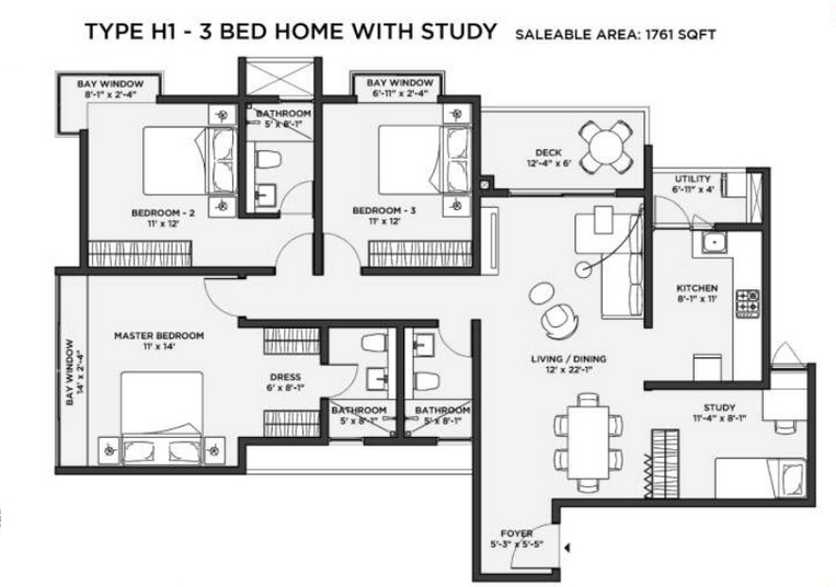 Bhartiya City Nikoo Homes Phase 2  Floor Plan 