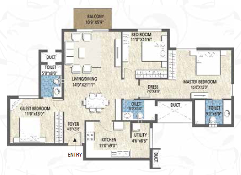 Purva Skywood  Floor Plan 
