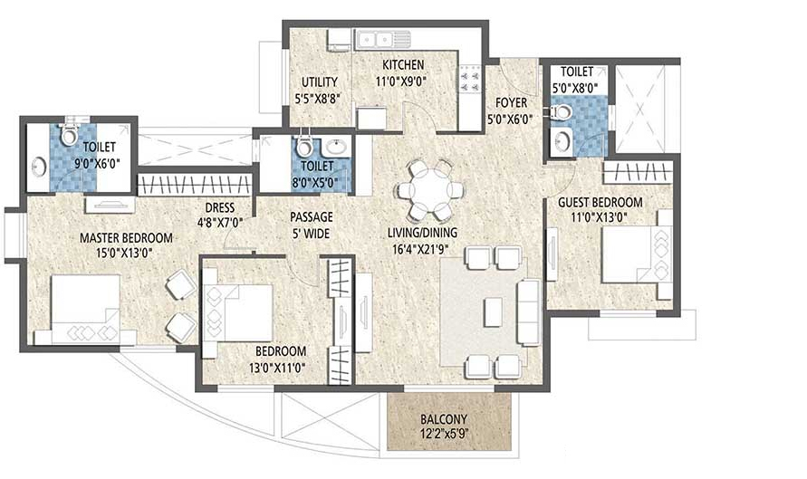 Purva Skywood  Floor Plan 