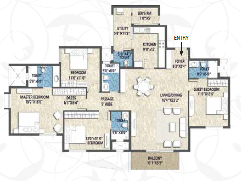 Purva Skywood  Floor Plan 