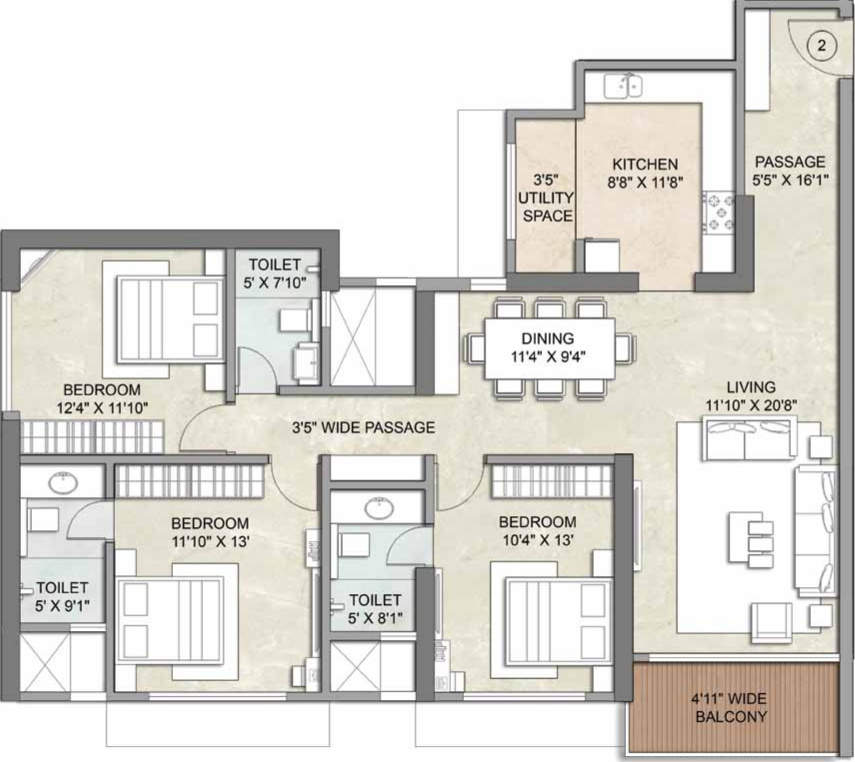 Kalpataru Allura  Floor Plan 