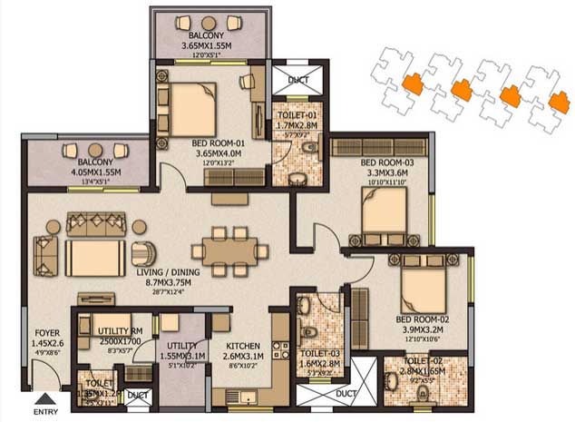 Sobha Ltd. Sobha City  Floor Plan 