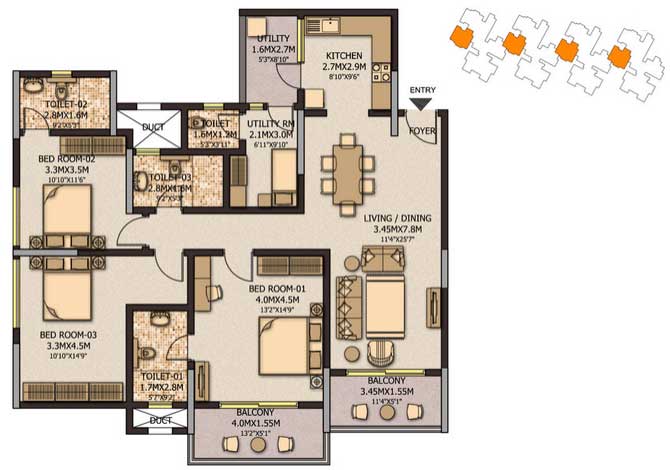 Sobha Ltd. Sobha City  Floor Plan 